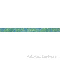 Country Brook Design®1 Inch Green Paisley Ribbon on Ocean Blue Nylon Webbing Closeout   